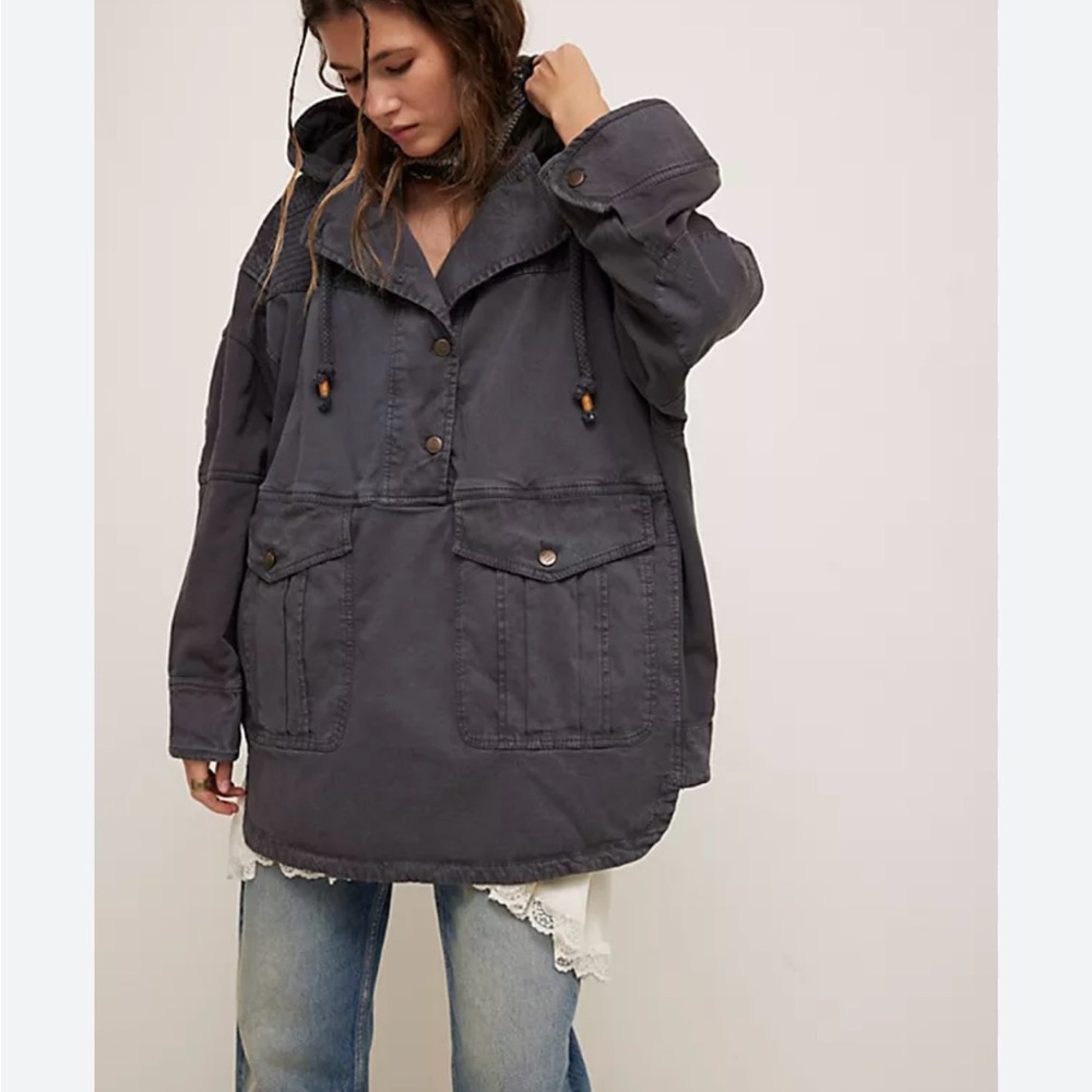 Free People Women's Gray Hooded Jacket